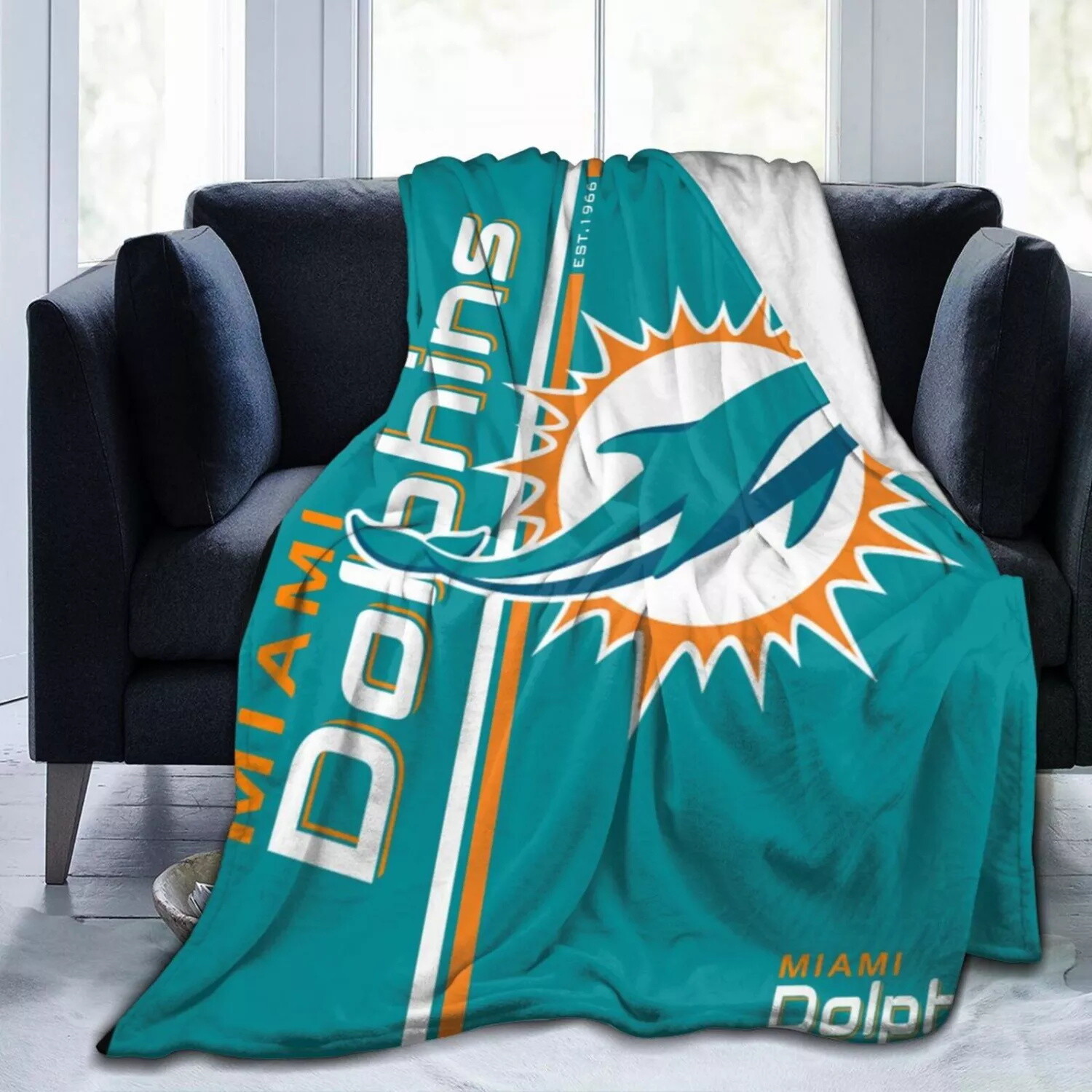 Miami Dolphins Winter Fleece Blanket Warm Throw Blanket For Couch and