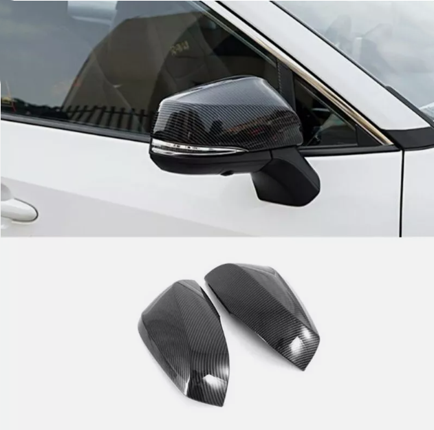 Carbon Fiber Side Rearview Mirror Cap Cover Trim Set For Toyota RAV4 2019-2024