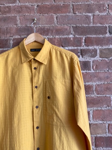 Issey Miyake Mens Shirt Sz Large, Citrus Orange 100% Cotton Jacquard Japan - Picture 3 of 11