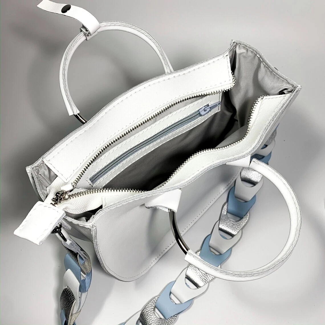 COACH Borsa a mano donna VERA pelle bianca borsetta tracolla