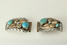 925 Sterling Silver Annie Chapo Signed Turquoise Watch Links 20g (BR4311)