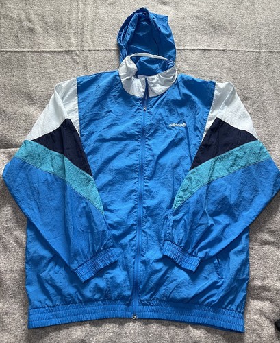 Vintage Adidas Windbreaker Jacket Men’s Original Color Block Blue White XL
