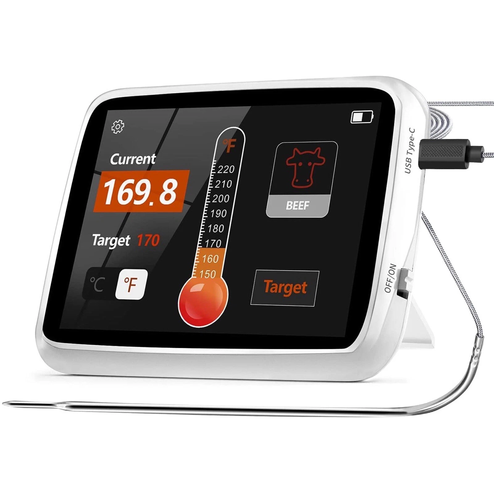Digital Food Meat Thermometer Deep Oil Frying, Baking, Smoking, Grilling, & BBQ