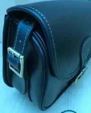 Leather Cartridge Bag With Beautiful Design Attached Brass Buckles Brown BAG ONL