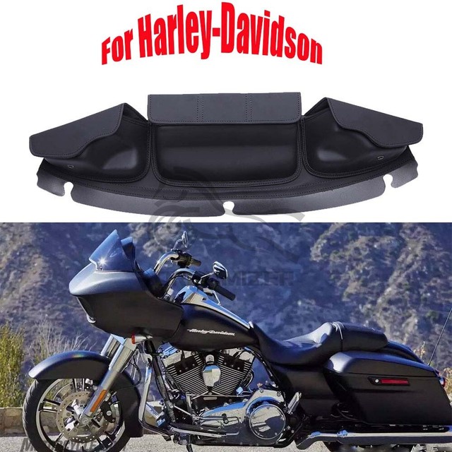 Black Windshield Bag 3 Pocket For Harley Touring Street Electra Glide