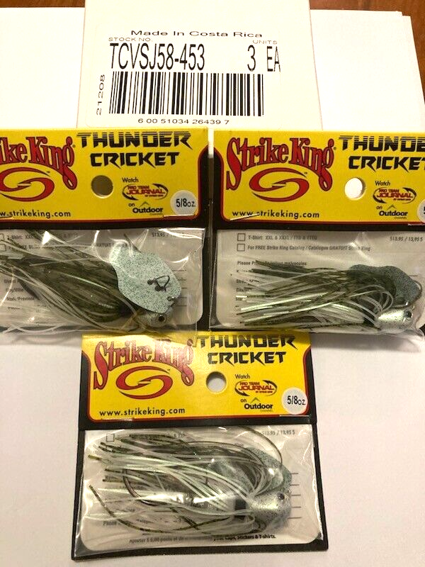 3 New STRIKE KING LURES 5/8oz THUNDER CRICKET Vibrating Jigs Lot 3ct