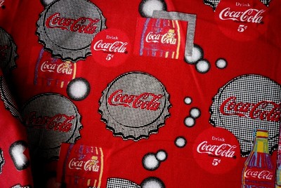 Coca Cola Coke Diamond Fabric 18x22 Btfq Vintage Stoffe