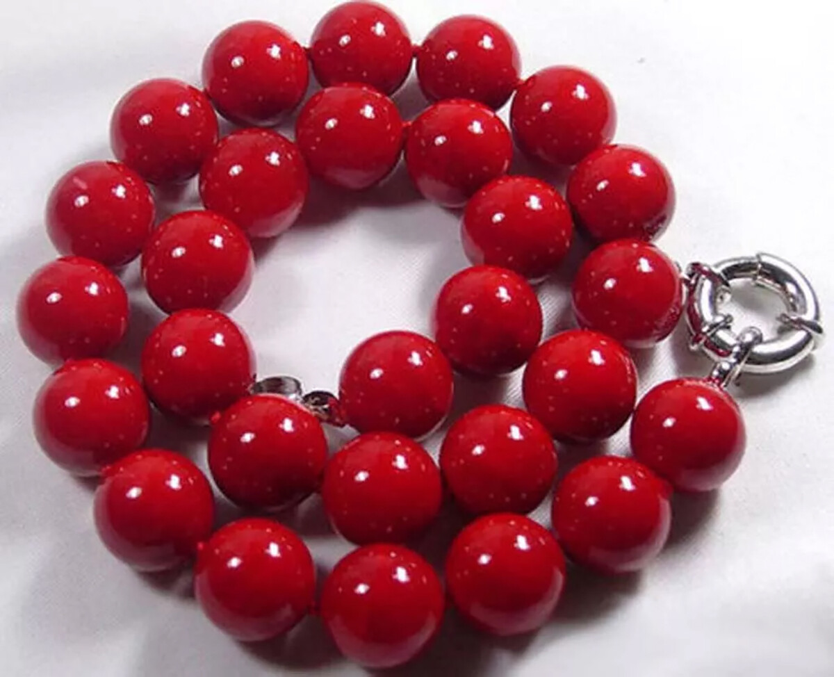 Natural Red Coral Round Gemstone Beads Jewelry Necklace 14-50