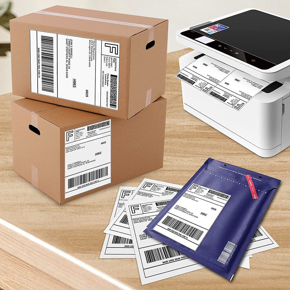 50 Shipping Address Labels Blank 8.5"x5.5" Half Sheet Self Adhesive 2 Per Sheet