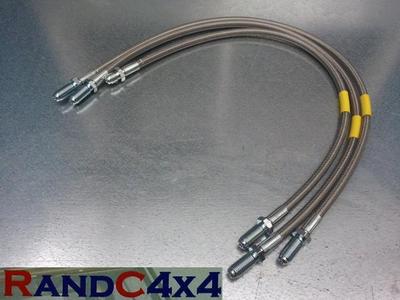 Land Rover Brake Line Protection Land Rover Defender 90 +150mm Extended Brake Hoses Stainless Steel Set ...