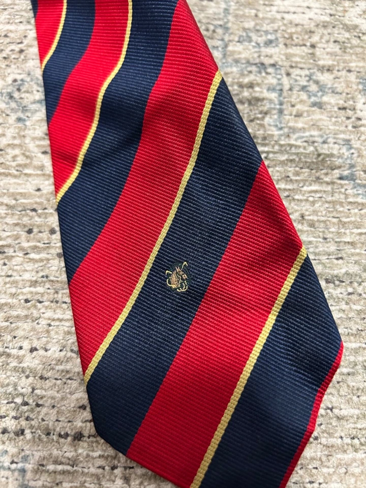 Chaps Ralph Lauren 蓝色红色 Rep 条纹刺绣马头学院风领带 — 第 3/4 张图片