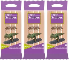 Super Sculpey Polymer Clay Oven Bake Semi Translucent Beige Lot of 3 1lb Blocks