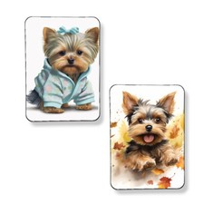 Set of 2 Yorkshire Terrier Yorkie Magnets Bedtime  Play Time Graphic Art Prints