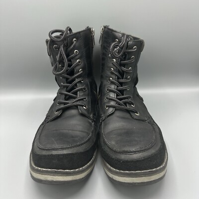 GBX Black Leather Boots Men display picture 2