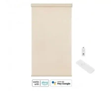 HDC - Linen Cordless Light Filtering Polyester Fabric Smart Roller Shades 48"...