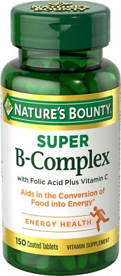 Nature's Bounty Super B Complex w/Folic Acid plus Vitamin C, 150 Tablets..