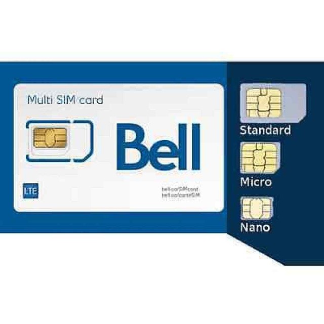 Bell Mobility Canada 4g LTE Multi SIM Card Nano Micro Standard 3 in 1