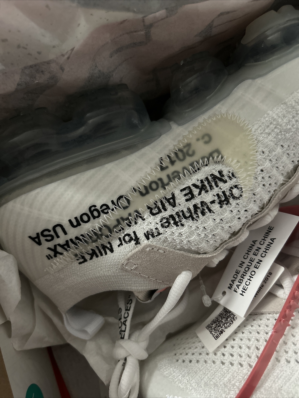 OFF WHITE X NIKE Taglia UK 6 Nike Air VaporMax x BIANCO SPORCO 2018 AA3831 100 RARO NUOVO CON SCATOLA US 7 RARO