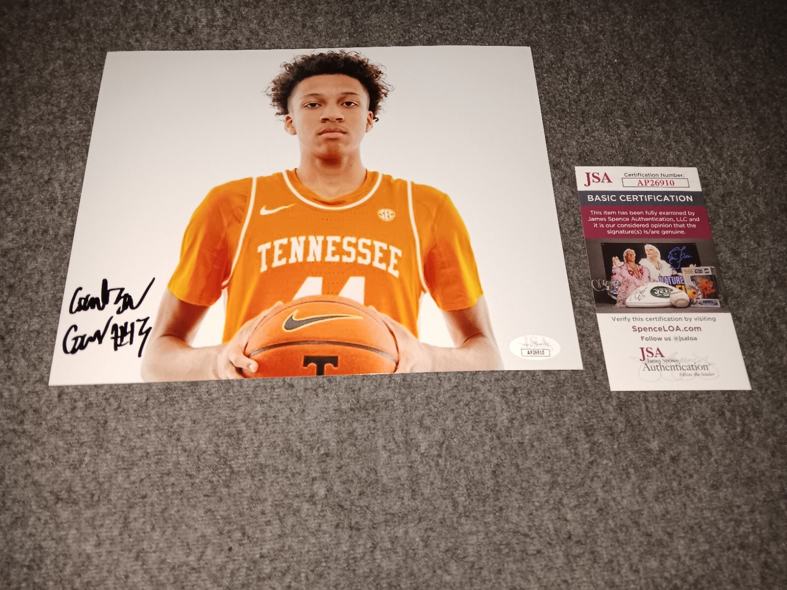 cameron carr Autographed Signed Tennessee Volunteers 8x10 Jsa 