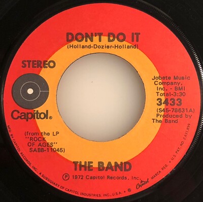 THE BAND / Don't Do It & Rag Mama Rag / 1972 45 / NM+ | eBay