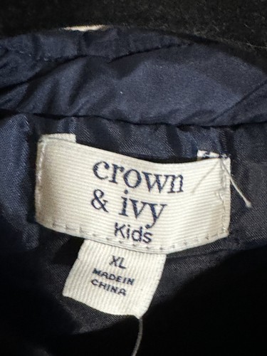 Girls XL Quilted Barn Jacket Navy Blue Crown & Ivy Snap Close NWT - Picture 3 of 12