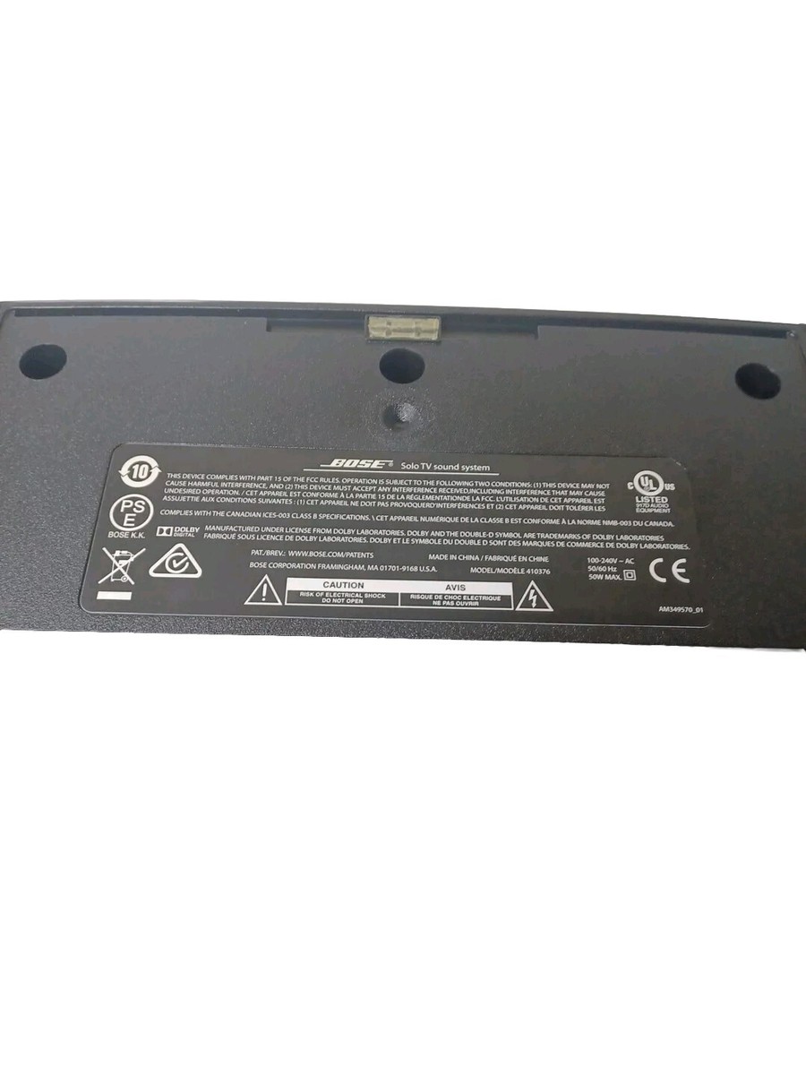 Bose Solo TV Sound System Model 410376 Black w/ Power Cable-No
