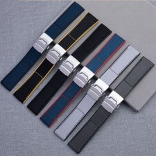 22 24mm Nylon Rubber Watch Band Strap Fits Breitling NAVITIMER WORLD Avenger