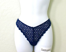 Victoria's Secret Dream Angels Eyelet Mesh Brazilian Panty Blue Size XS NEW