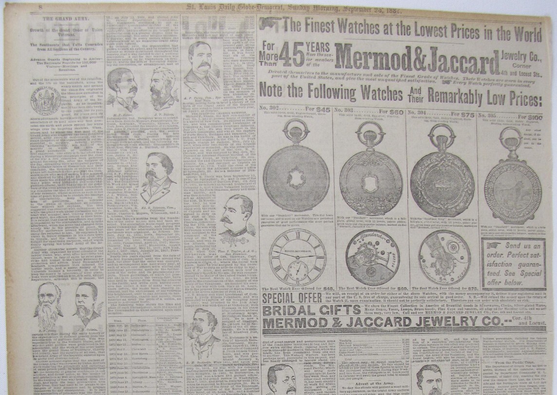 Vintage 1887 GAR GRAND ARMY Civil War Veterans Reunion Newspaper