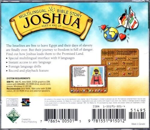 Multilingual Bible Story: Joshua (Ages 4+) CD-ROM for Windows - NEW Sealed JC - Picture 2 of 2