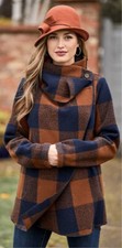 Joe Browns Lightweight Check Checked Jacket Coat Brown Tan Navy Blue Size 14