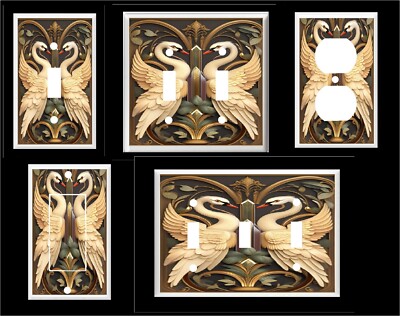 SWANS ART DECO STYLE LIGHT SWITCH COVER PLATE U PICK PLATE SIZE