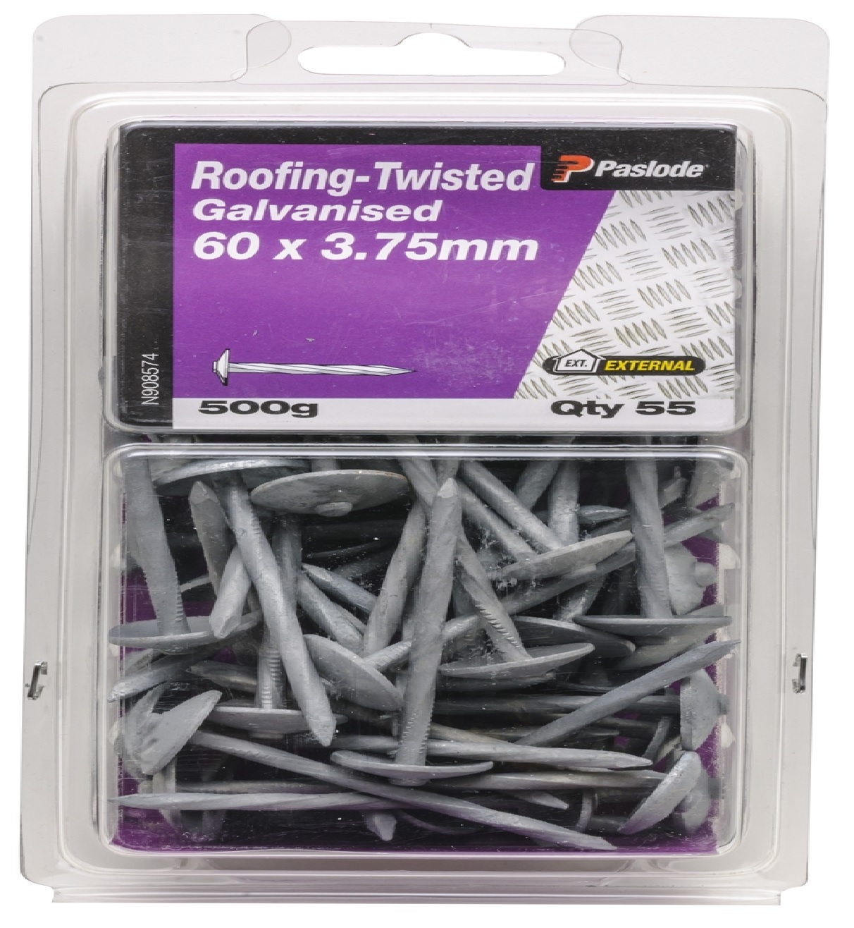 Paslode ROOFING NAILS 60x3.75mm 55Pcs Twisted Shank & Galvanised Steel
