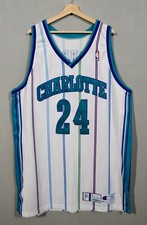 Vintage Jamal Mashburn Charlotte Hornets Champion Pro Cut Game Jersey sz 56+2