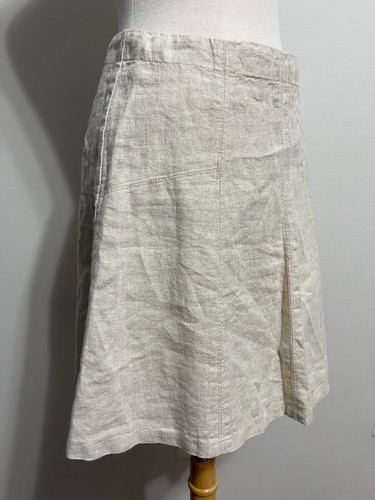 Ann Taylor LOFT 100% Linen A-Line Short Skirt Oatmeal/Natural/Beige Size 4 - Picture 7 of 13