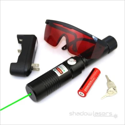 SHADOWLASERS GX1-S 520nm Visible Green Laser Pointer Lazer Pen&Battery&Charger&Goggles 1mW UK