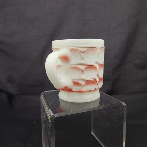 Vintage Fire King Mug Red And White Camelot Thumbprint