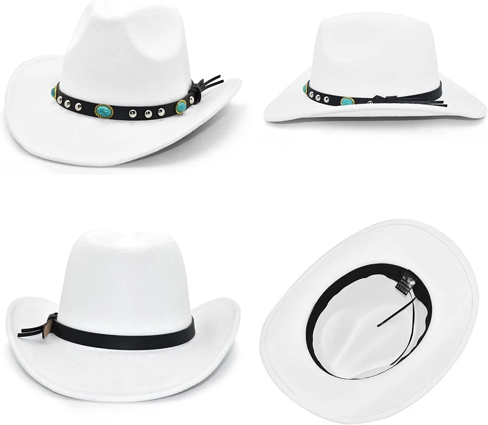 Cowboy, Cowgirl Hat, Western Style, Turquoise Strap, Men Women Retro Wide Brim - Image 4 of 4