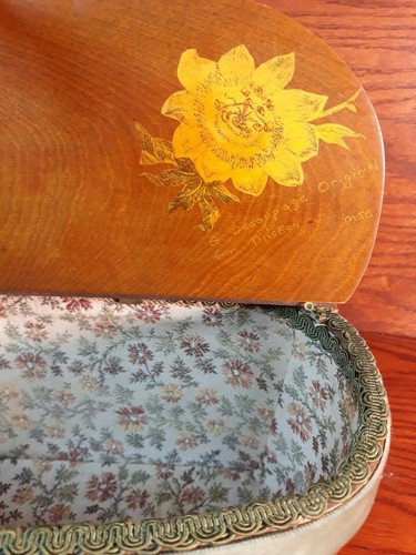 A De colección. Bolso Cartera de Madera Decoupage Original Tejido Floral 12"×6"×6 Cesta - Imagen 7 de 8