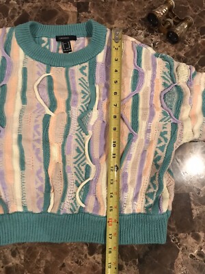 Forever 21 Coogi 90s Style 3D Cable Knit Crop Sweater Pastel