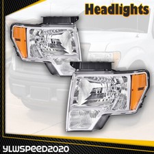 Fits 2009 2010 2011 2012 2013 2014 Ford F-150 F150 Pickup Chrome Headlights Pair