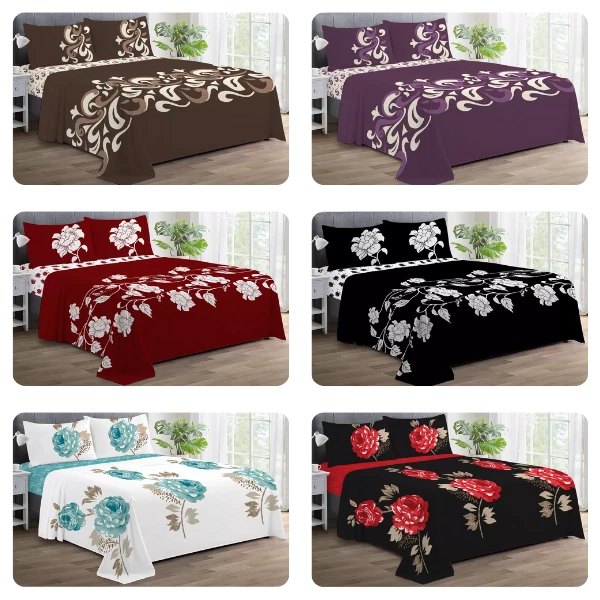 ROOEE 3 Piece Fitted Sheet Set 25cm Bed Sheets Single Double King Size and Pillowcases