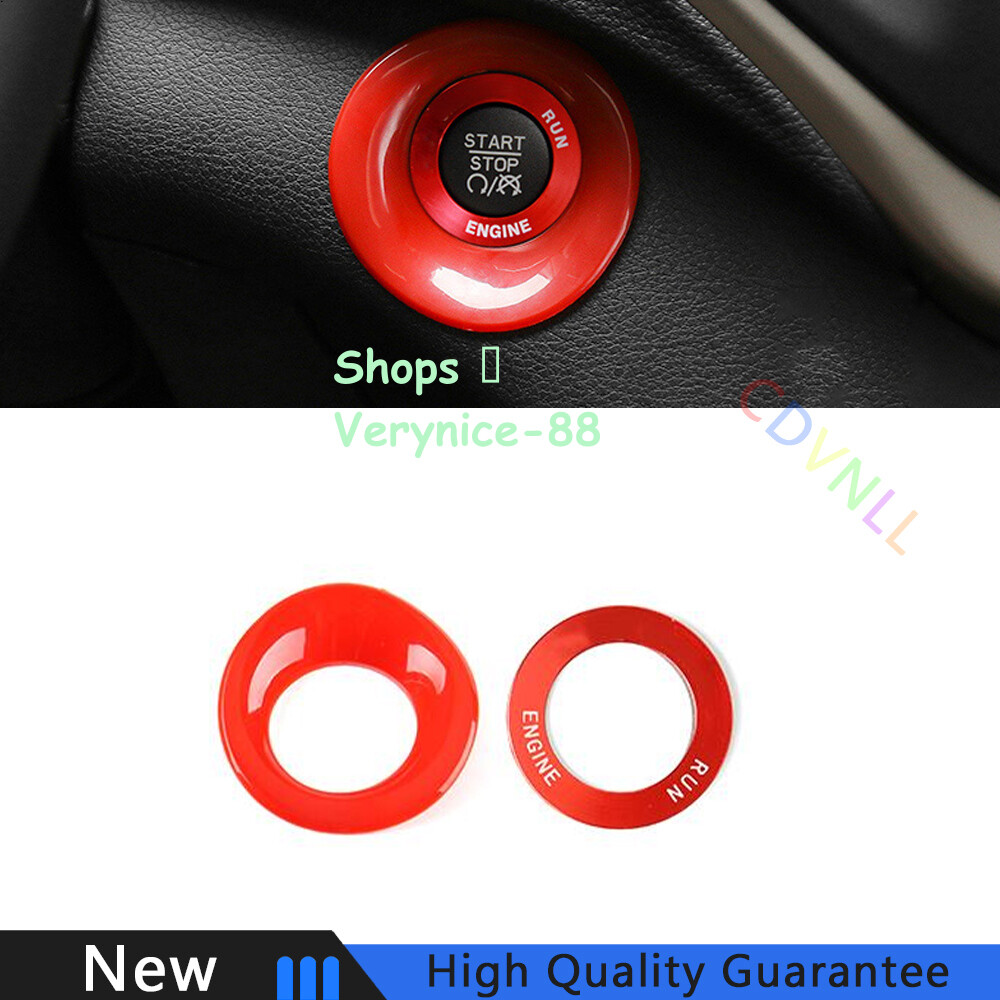 Fit For Jeep Cherokee 2014-2020 Bright Red One-Click Startup Switch Cover Trim