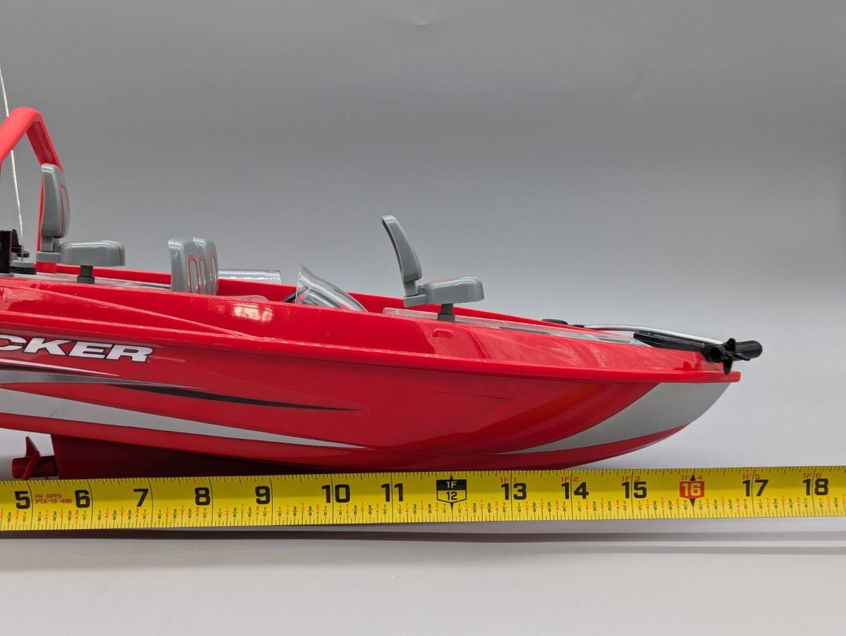 Bass Pro Shops Tracker RC Fishing Boat Catches Real Fish Red