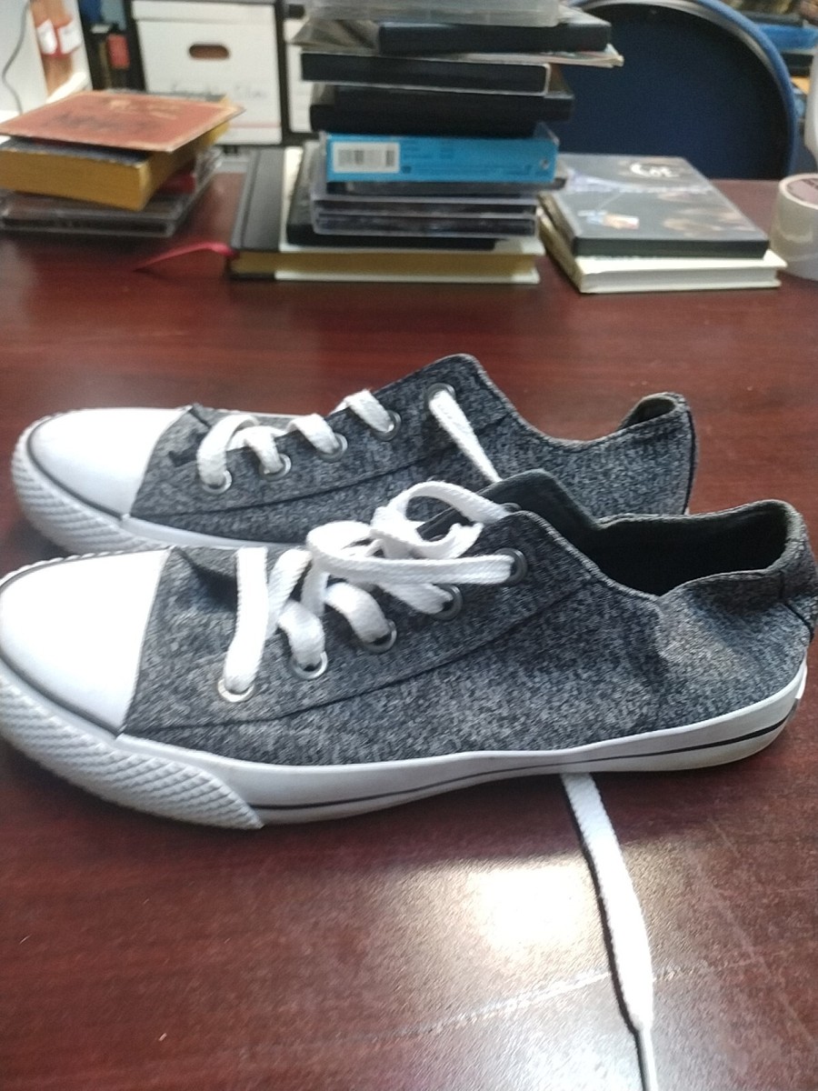 Airwalk Sneakers Womens Size Legacee Gray Canvas Lace Up Shoes Leopard--