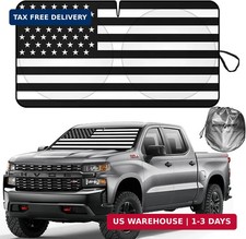 Windshield Sun Shade with American Flag Design,1-Piece Foldable Truck Sunshades