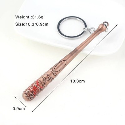 The Walking Dead Zombie Barbed Wire Baseball Bat Keyring Bronze Negan Lucille