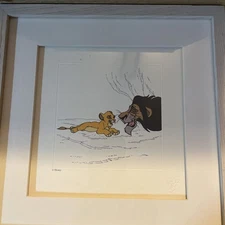 Vintage 1994 Disney Treasures Engraved Etching Framed Simba And Scar