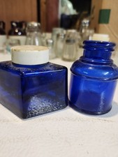 Parker Inkwell Diamond Cobalt Bleu Bouteille Pot Conteneur et Bouteille Vintage.