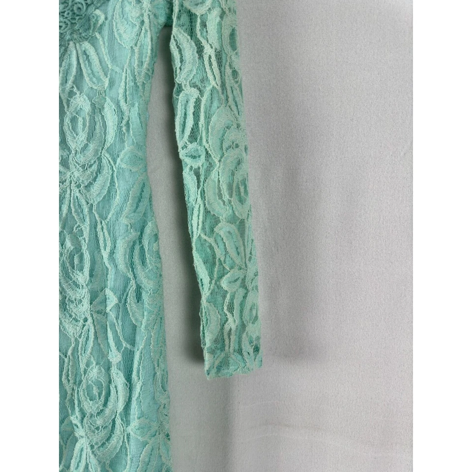 Mini Vestido Guess By Marciano Talla S Floral Crochet Encaje Cuello Alto Vaina Verde Foto 3 de 4